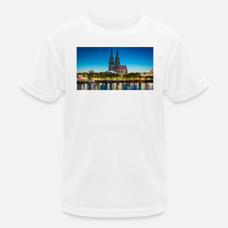 Kölner Dom Abendlicht Silhouette Kinder Funktions-T-Shirt