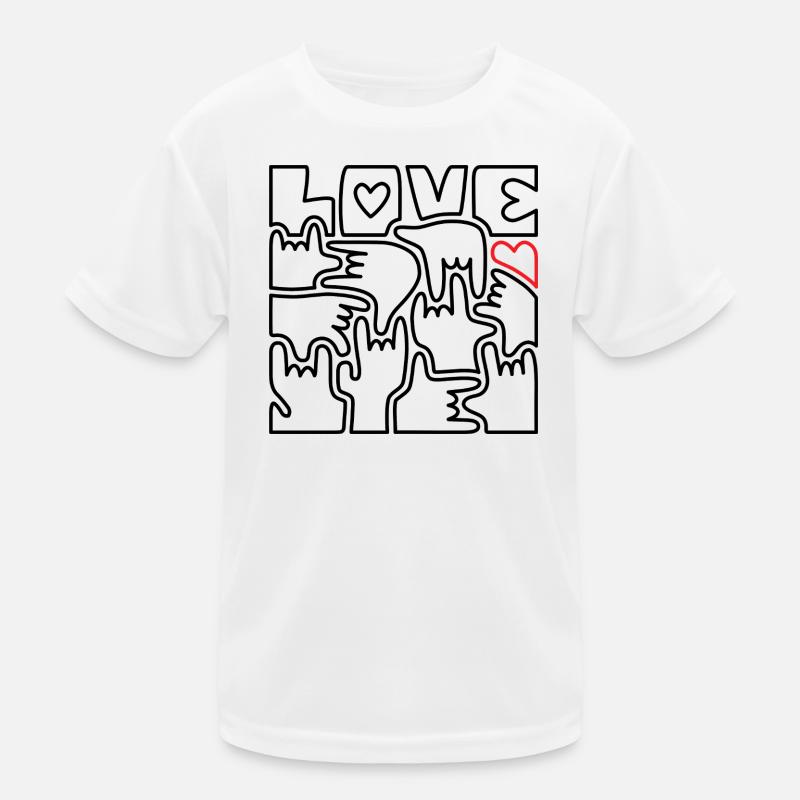 LIEBE – Gebärdensprache Ich liebe dich Schwarz Kinder Funktions-T-Shirt
