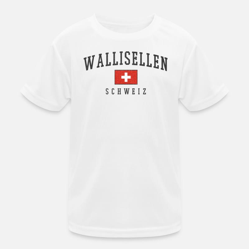 Wallisellen Schweiz Emblem mit Schweizer Flagge Kinder Funktions-T-Shirt