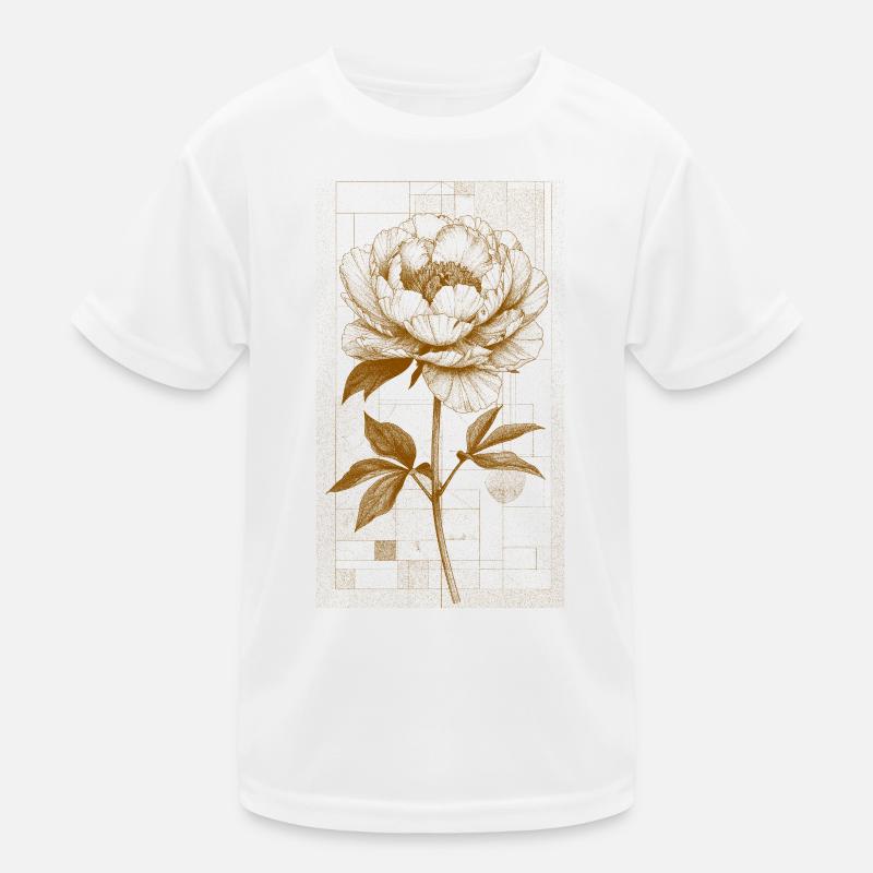 Goldene Blüte im Gitterrahmen Kinder Funktions-T-Shirt