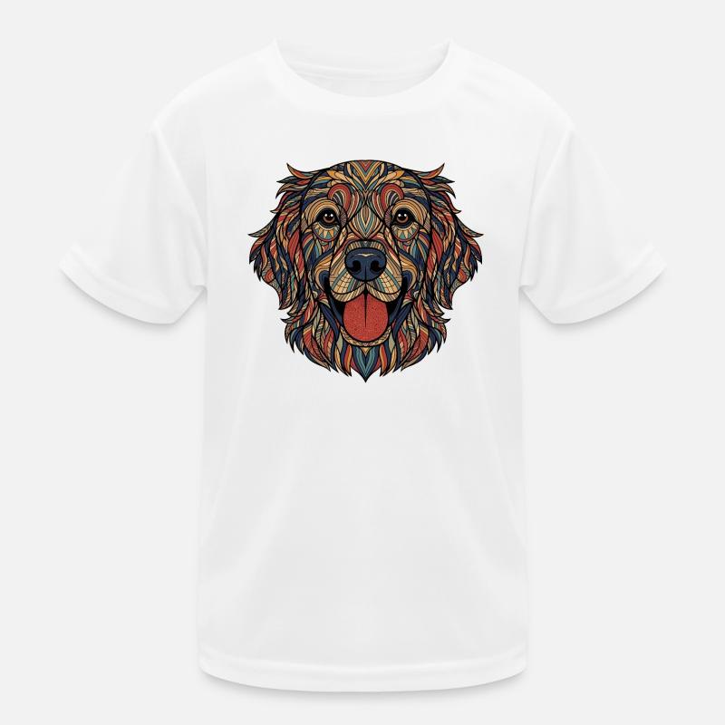 Colorful Dog Portrait Pattern Kids Functional T-Shirt