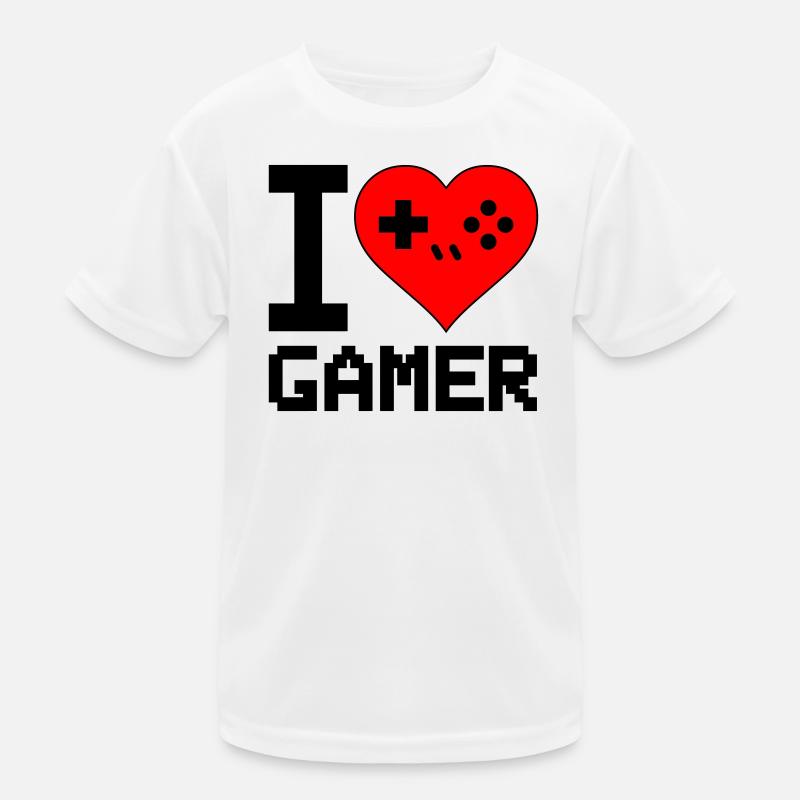 Herz mit Game-Controller Silhouette Kinder Funktions-T-Shirt