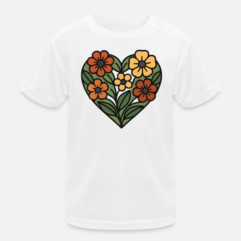 Floral Pattern Heart Kids Functional T-Shirt
