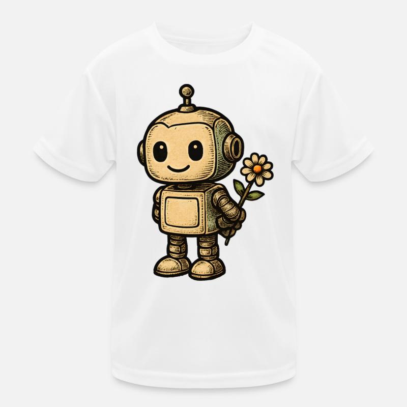 Robot mit Blume Kinder Funktions-T-Shirt