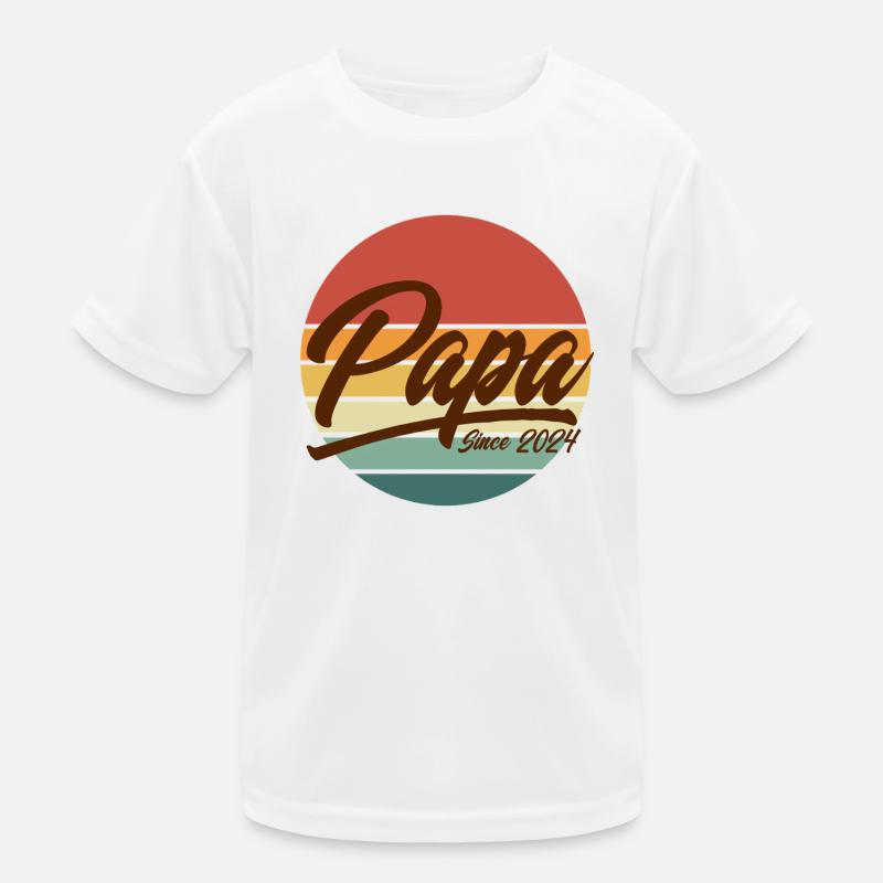Papa seit 2024 Retro Sunset Est Jahr Kinder Funktions-T-Shirt