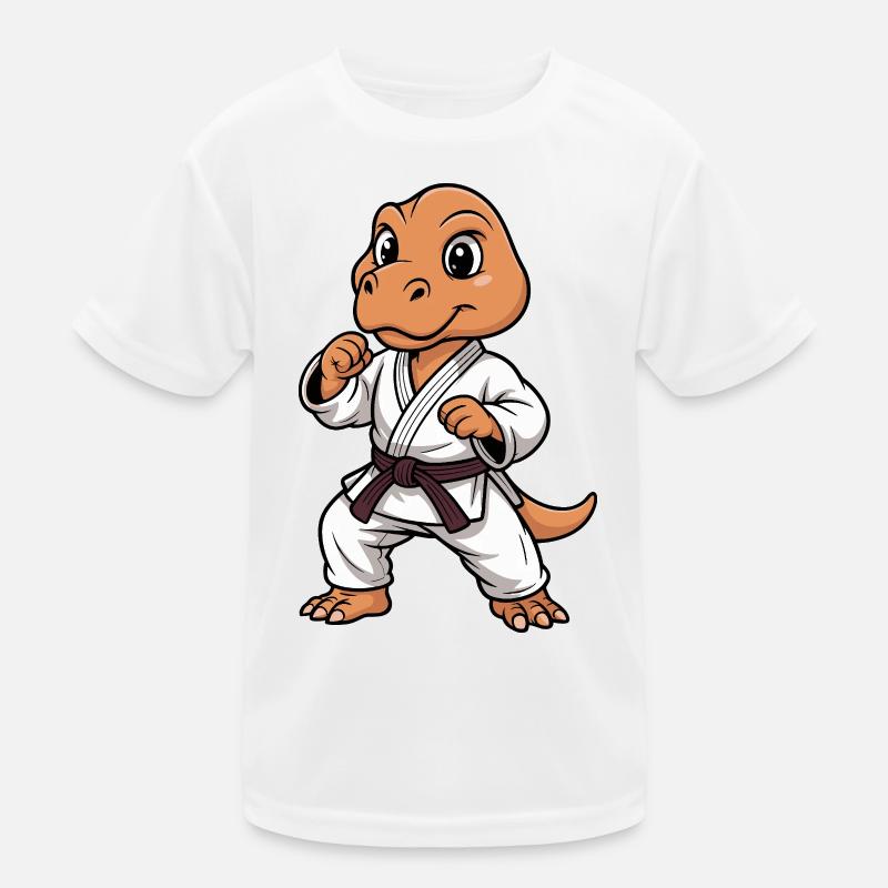 Kampf-Dino im Karate-Gi Kinder Funktions-T-Shirt