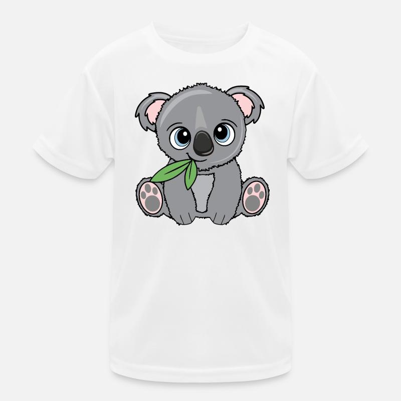 Small koala with leaf - Kids Functional T-Shirt - white