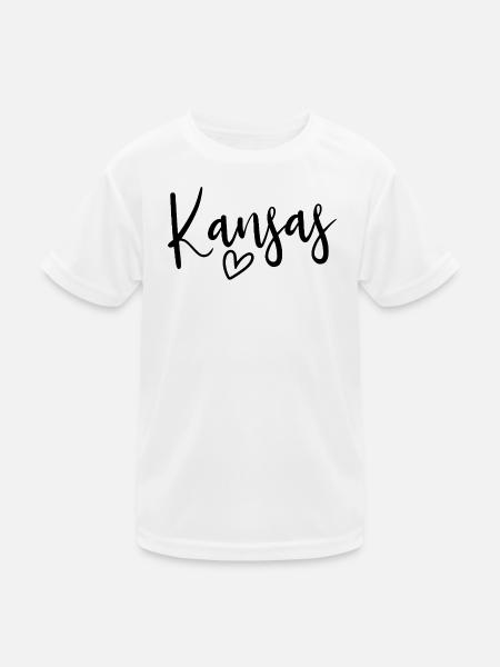 Kansas Heart Women's Love Kansas - Kinder Funktions-T-Shirt - Weiß - Vorne