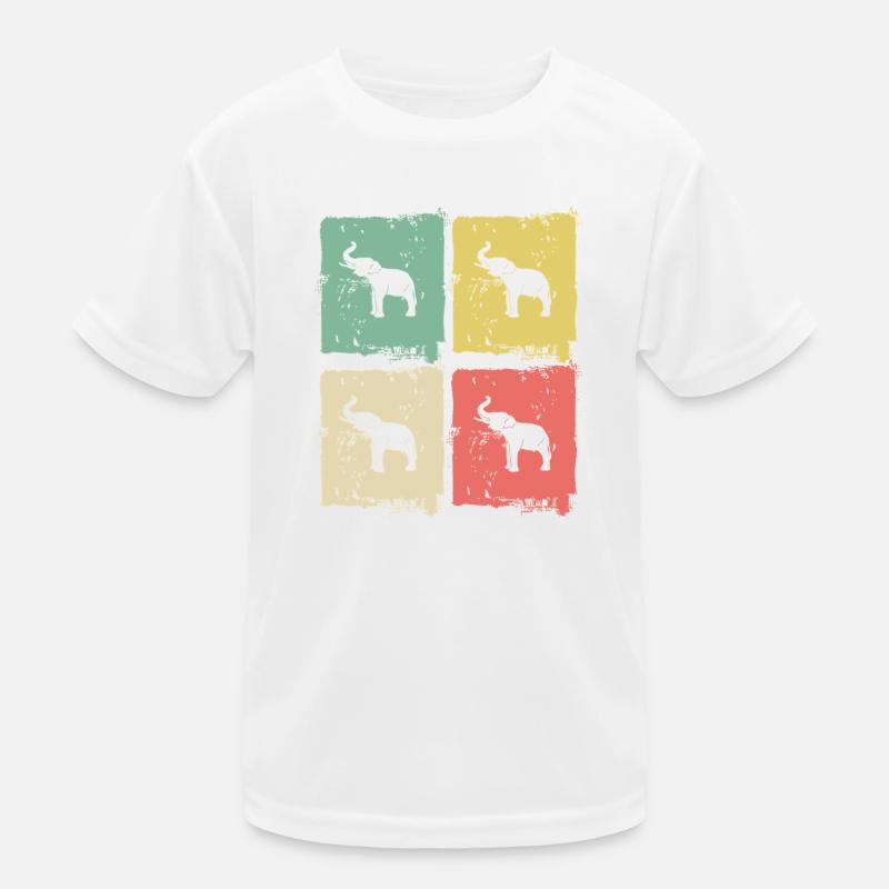 Elephant Quadri Pastel Pattern Kids Functional T-Shirt