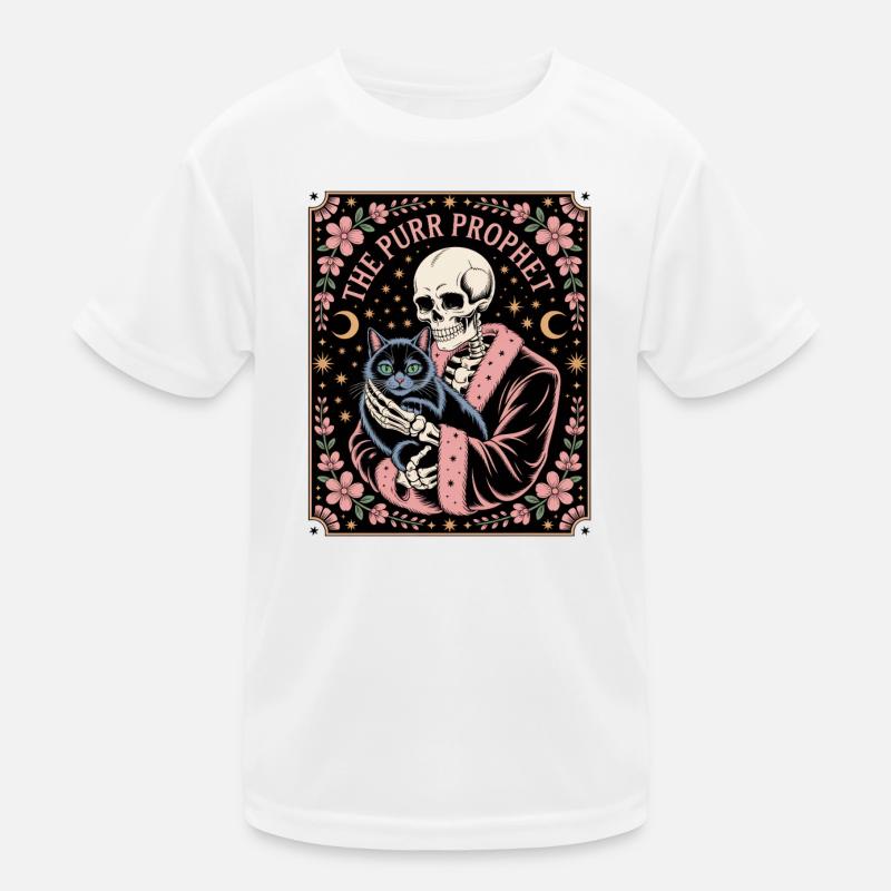 Le Squelette du Prophète Ronronner avec le Chat Noir T-shirt sport Enfant