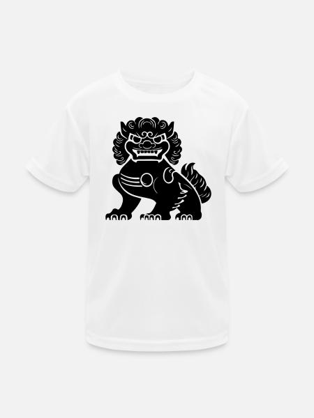 Lion chinois - T-shirt sport Enfant - blanc - Devant