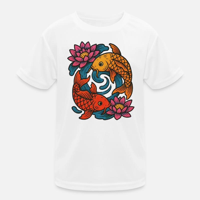 Conception circulaire de la carpe koï et du lotus T-shirt sport Enfant