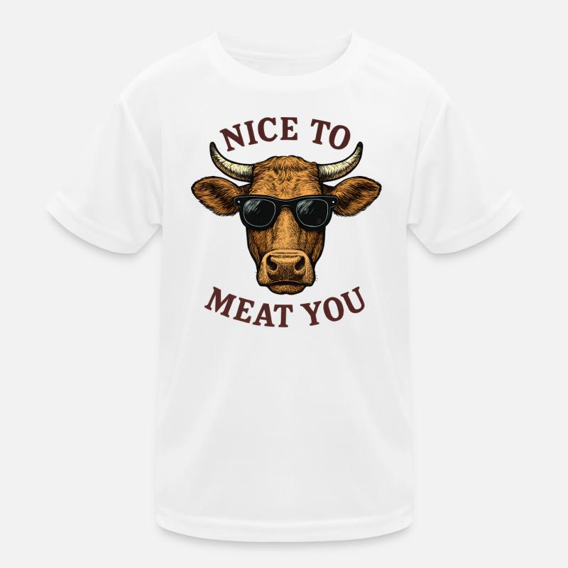 NICE TO MEAT YOU Stier mit Sonnenbrille Kinder Funktions-T-Shirt