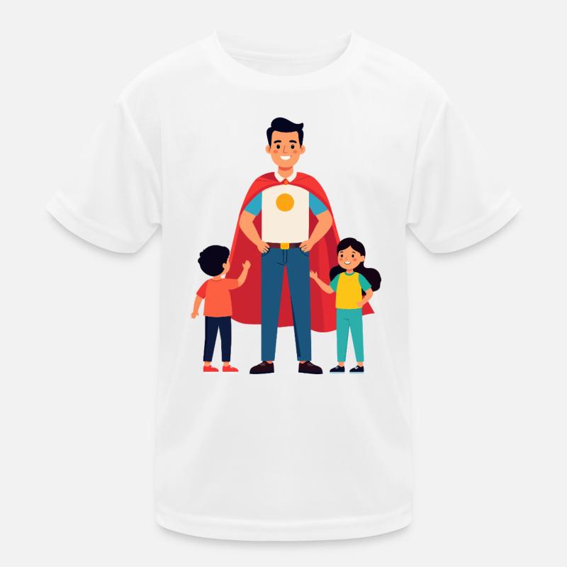Erzieher Held oder Heldenvater mit Cape und Kinder Kinder Funktions-T-Shirt