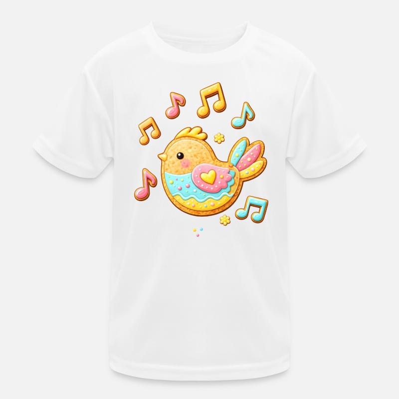 Niedlicher Vogel als dekorierter Keks Illustration Kinder Funktions-T-Shirt