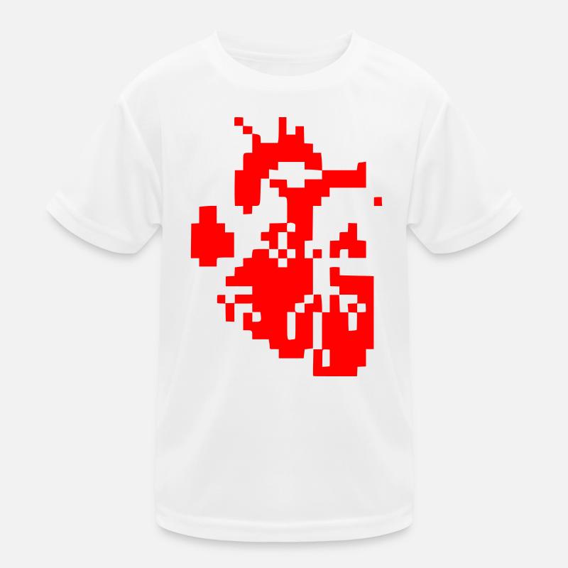 Glitch Heart Pixel Resolution Kids Functional T-Shirt