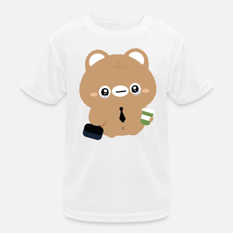 Müder Kawaii-Bär mit Kaffee Kinder Funktions-T-Shirt