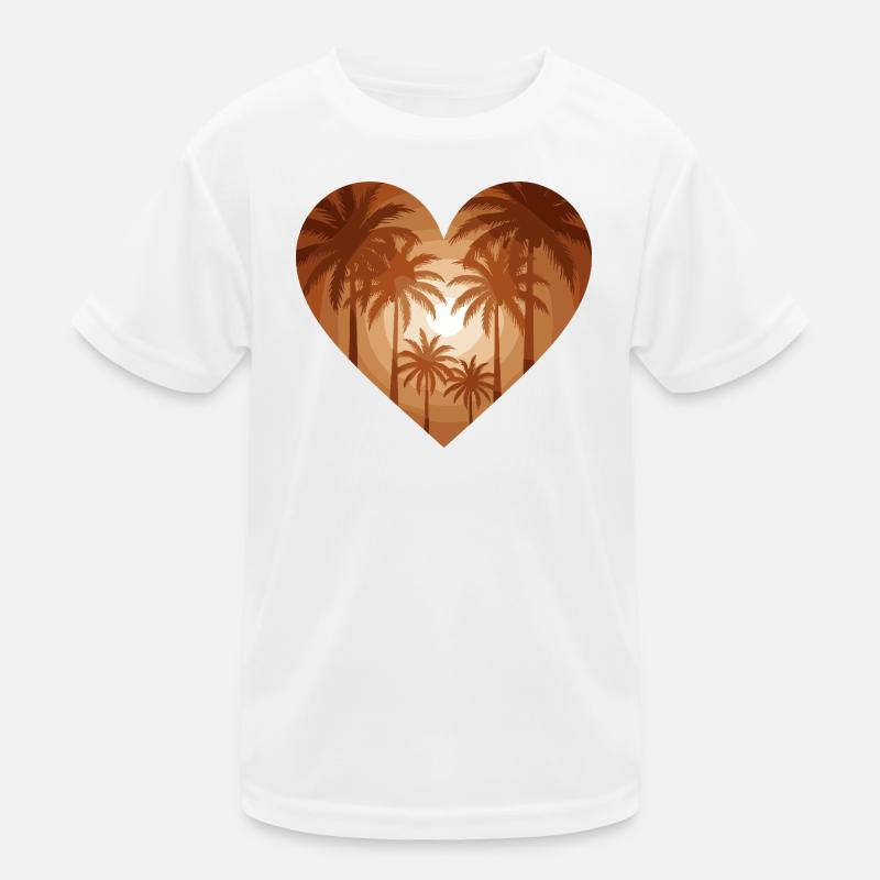 Palm Sunset in Heart Silhouette Design T-shirt sport Enfant