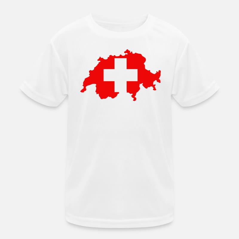 Schweizer Karte mit Flagge Kinder Funktions-T-Shirt