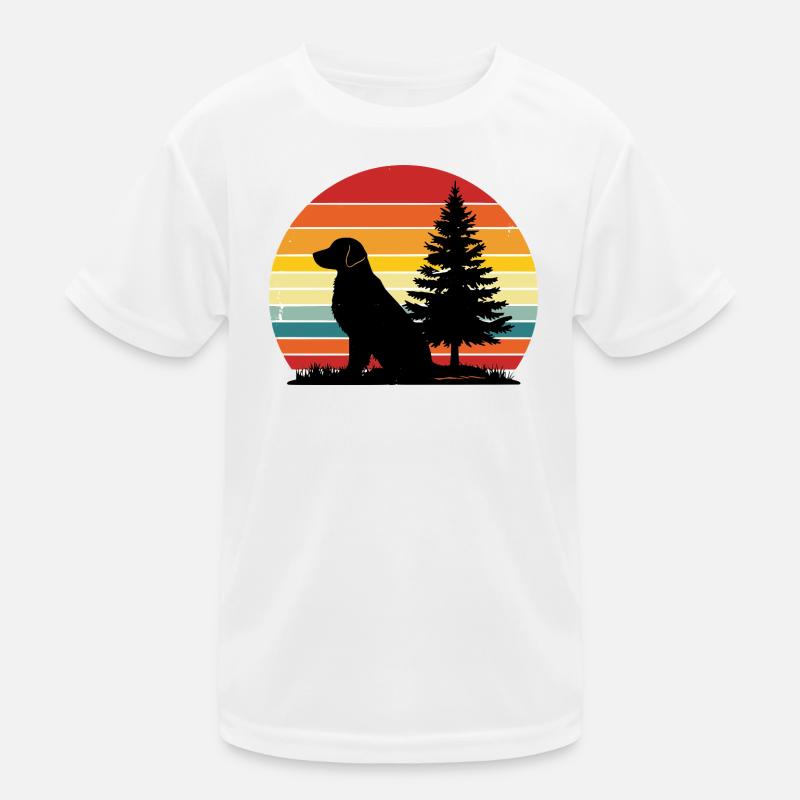 Silhouette rétro de chien Coucher de soleil T-shirt sport Enfant