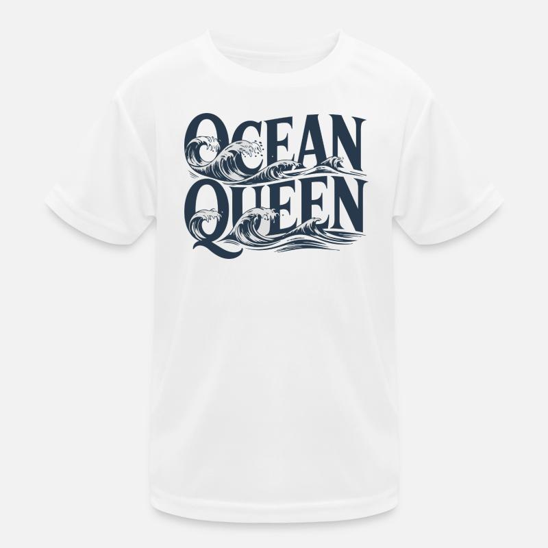 Ocean Queen - Waves Typography Design Kids Functional T-Shirt