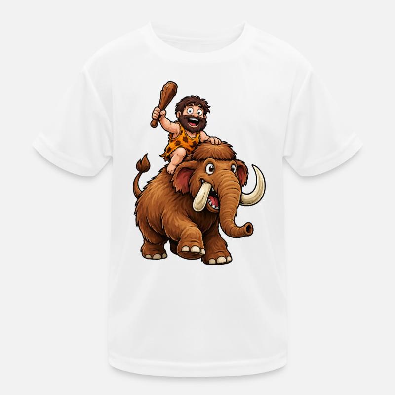Caveman on a mammoth journey Kids Functional T-Shirt