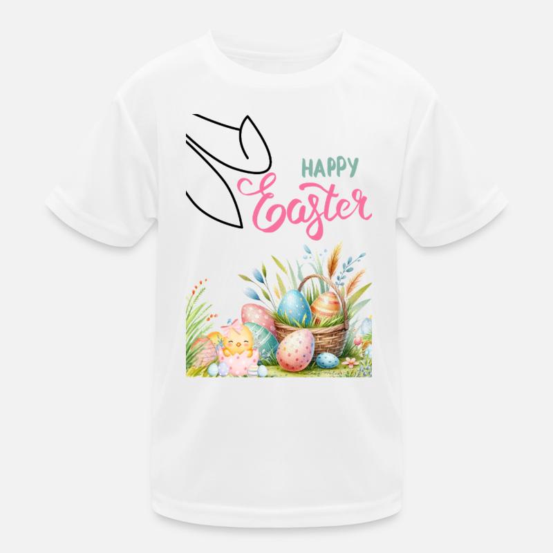 Pastel Easter Basket and Eggs - Kids Functional T-Shirt - white