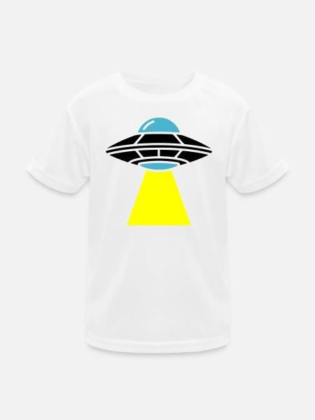 UFO Alien Raumschiff Licht - Kinder Funktions-T-Shirt - Weiß - Vorne