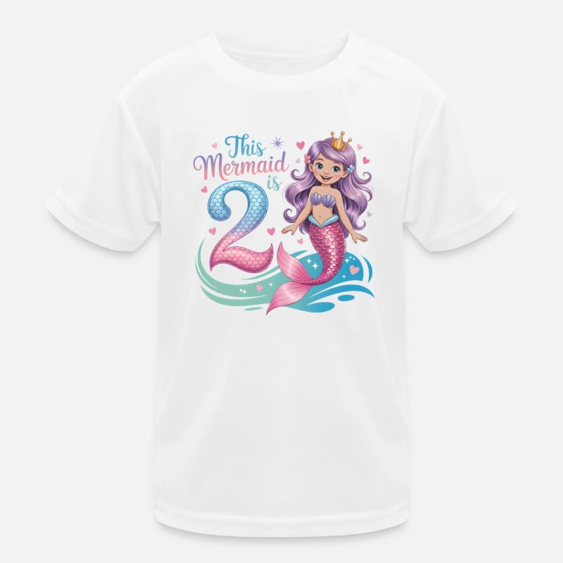 Mermaid 2nd Birthday 2 Years Kids Functional T-Shirt