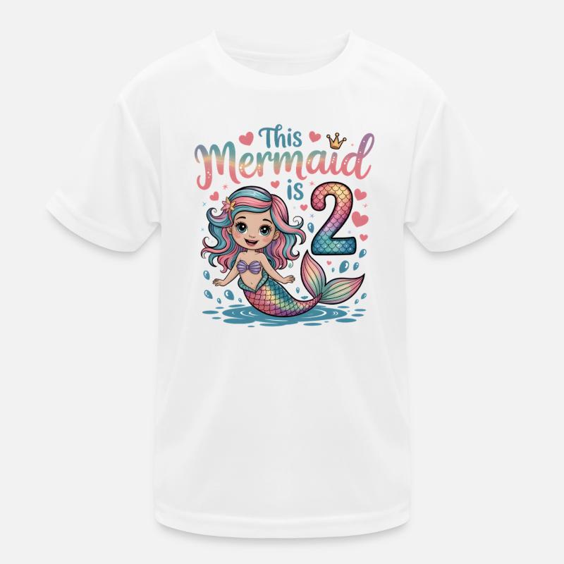 Mermaid 2nd Birthday 2 Years Kids Functional T-Shirt