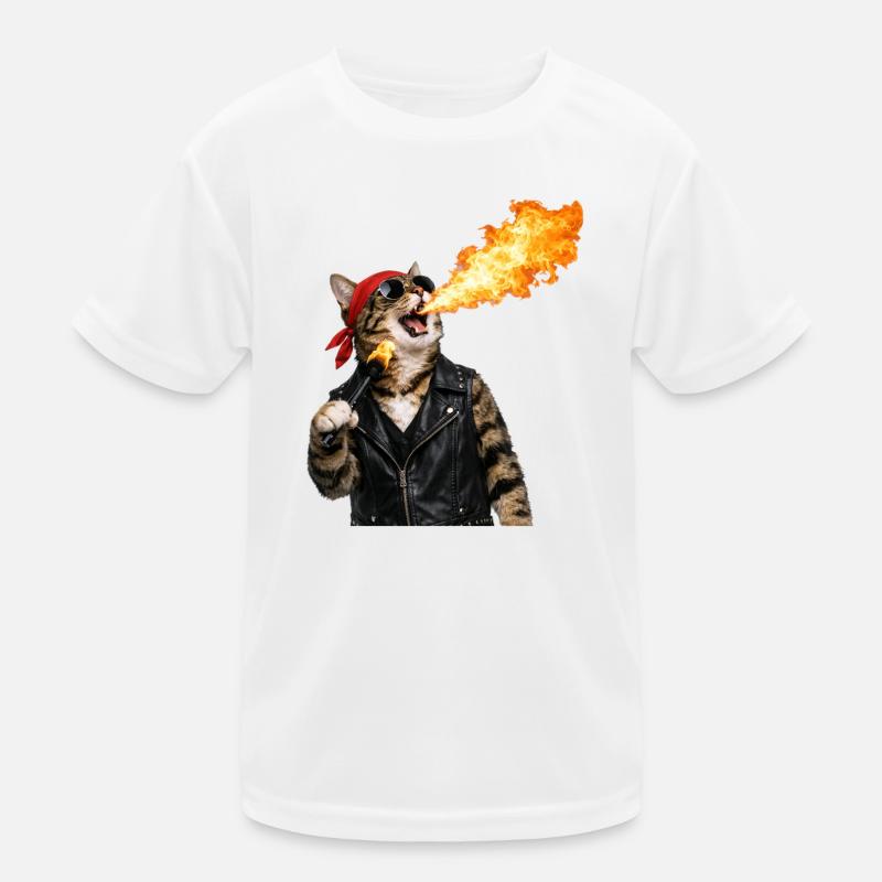 Fire Cat Biker Look T-shirt sport Enfant