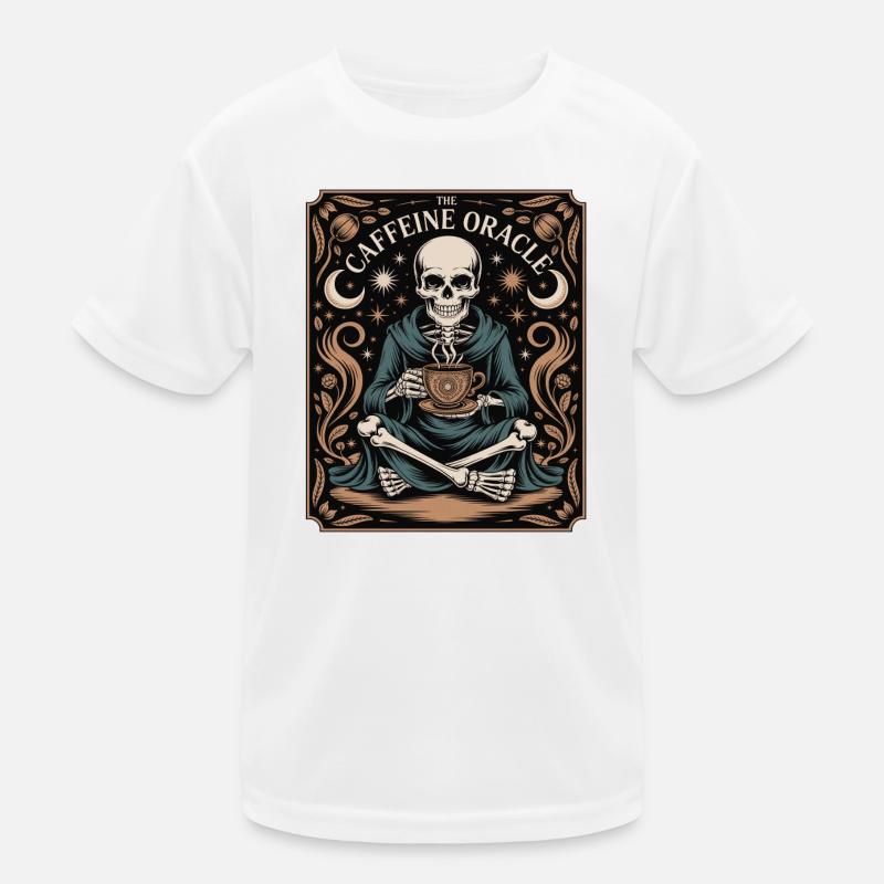 The Caffeine Oracle Skeleton Coffee Oracle Kids Functional T-Shirt