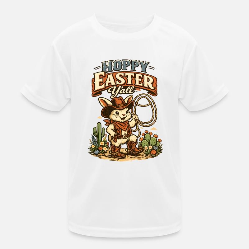 Happy Easter Easter Cowboy Lasso retro Kids Functional T-Shirt