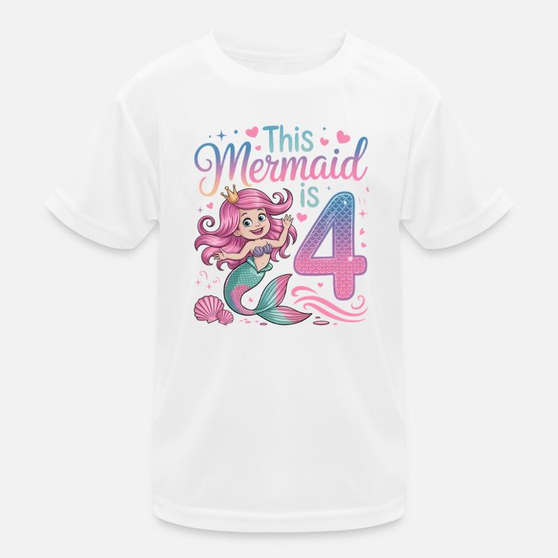 Meerjungfrau 4. Geburtstag 4 Jahre Kinder Funktions-T-Shirt