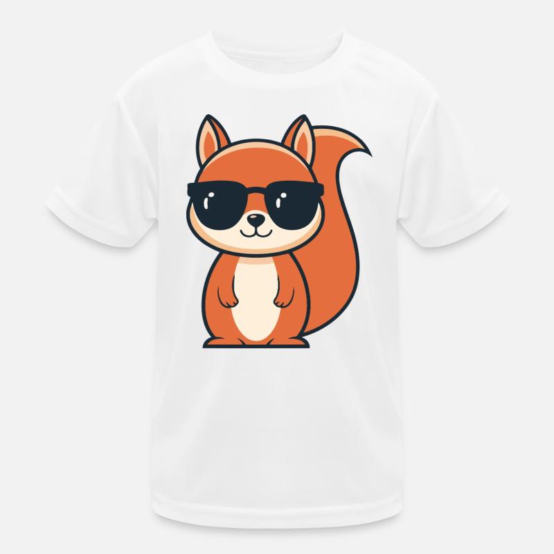 Chic Squirrel Black Glasses Kids Functional T-Shirt