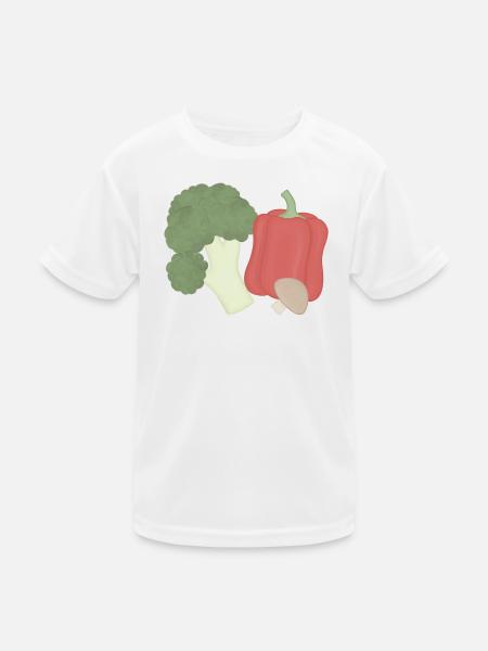 Gemüse-Trio Brokkoli Paprika Pilz - Kinder Funktions-T-Shirt - Weiß
