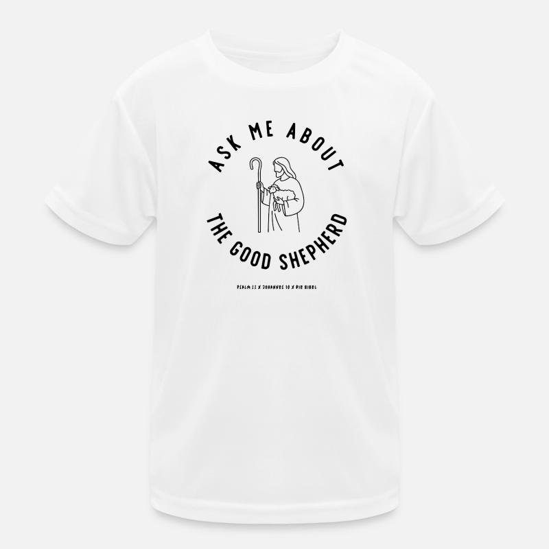 Ask me about the GOOD SHEPHERD | Der gute Hirte Kinder Funktions-T-Shirt