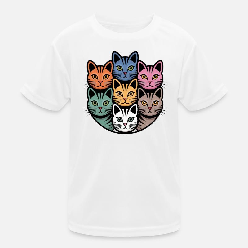 Chat multicolore rond et coloré T-shirt sport Enfant