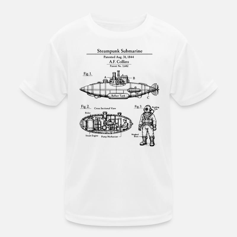Plan vintage du sous-marin steampunk T-shirt sport Enfant