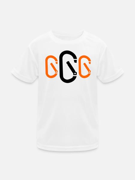 Karabiner - Kinder Funktions-T-Shirt - Weiß - Vorne