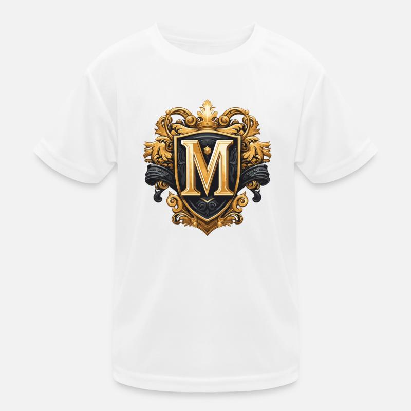 M Letter Name Crown Kids Functional T-Shirt