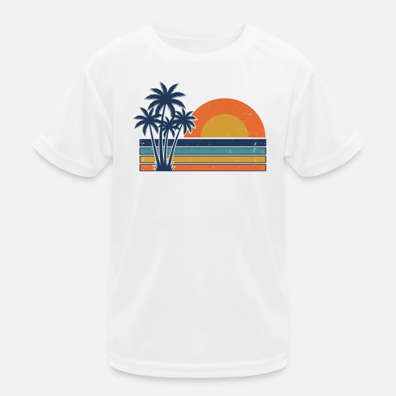 Retro Sunset Palm Trees Summer Beach Kids Functional T-Shirt