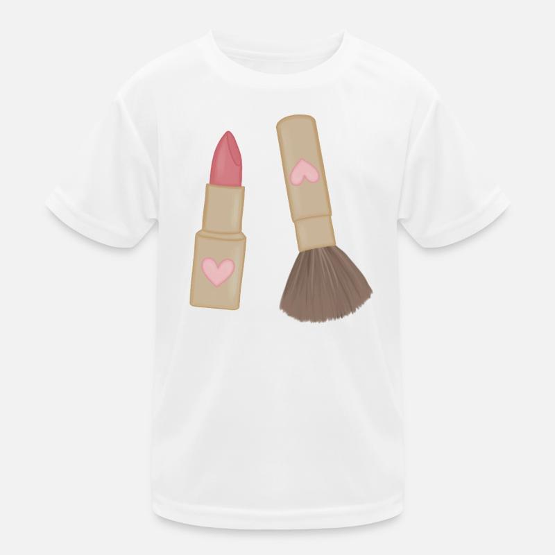 Heart Lip Lipstick & Brush Charm Kids Functional T-Shirt