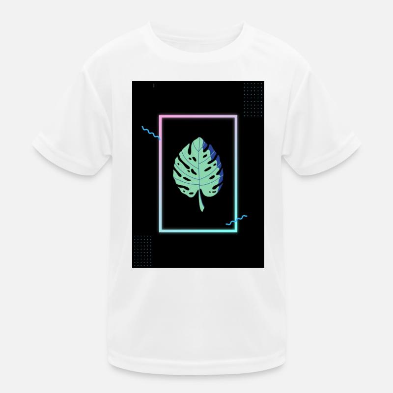 Monstera Neon Frame Kinder Funktions-T-Shirt