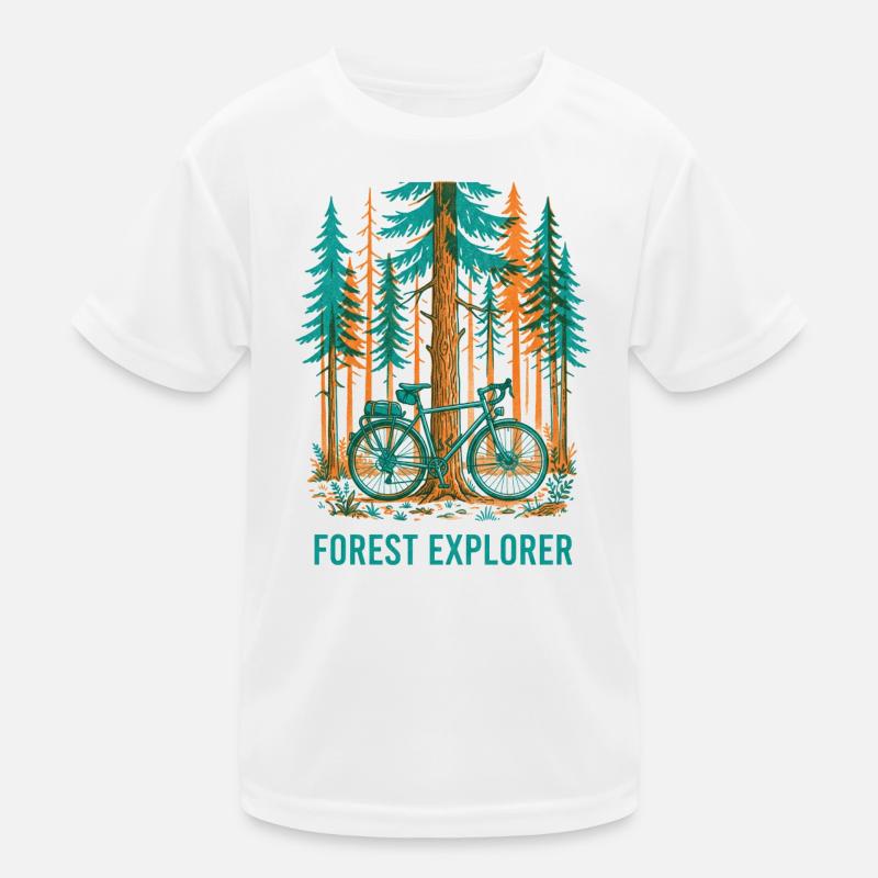 Forest Explorer Risograph Fahrradkunst Kinder Funktions-T-Shirt