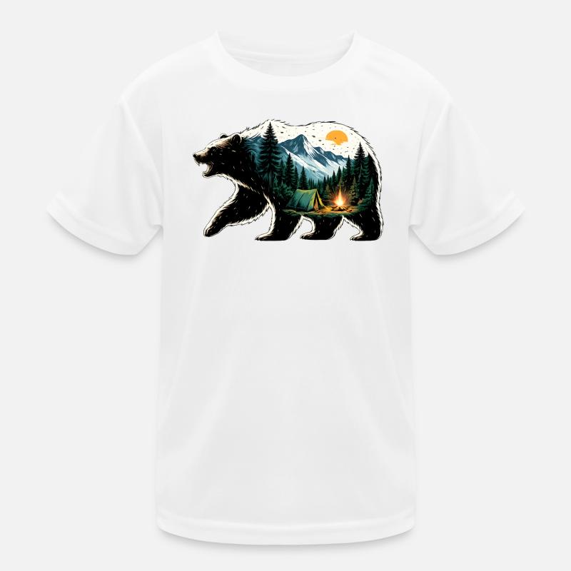 Aventure ursine: camping en montagne T-shirt sport Enfant