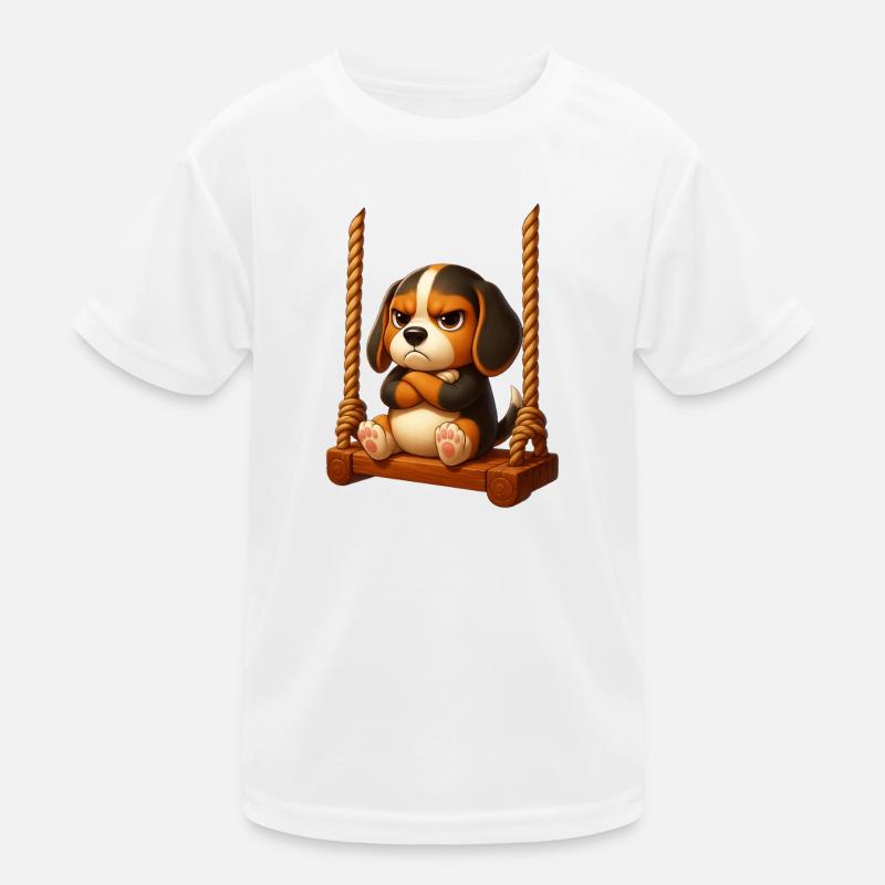 Grumpy Beagle Cartoon Dog Playground Swing Kids Functional T-Shirt