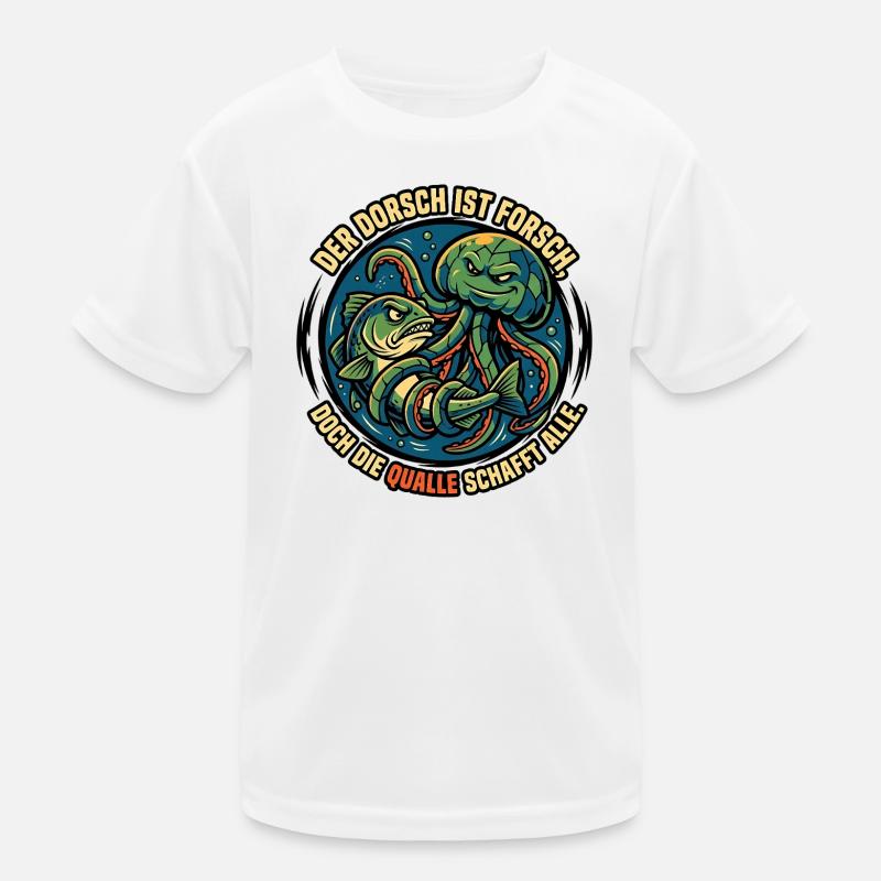 Cod and jellyfish underwater duel Kids Functional T-Shirt