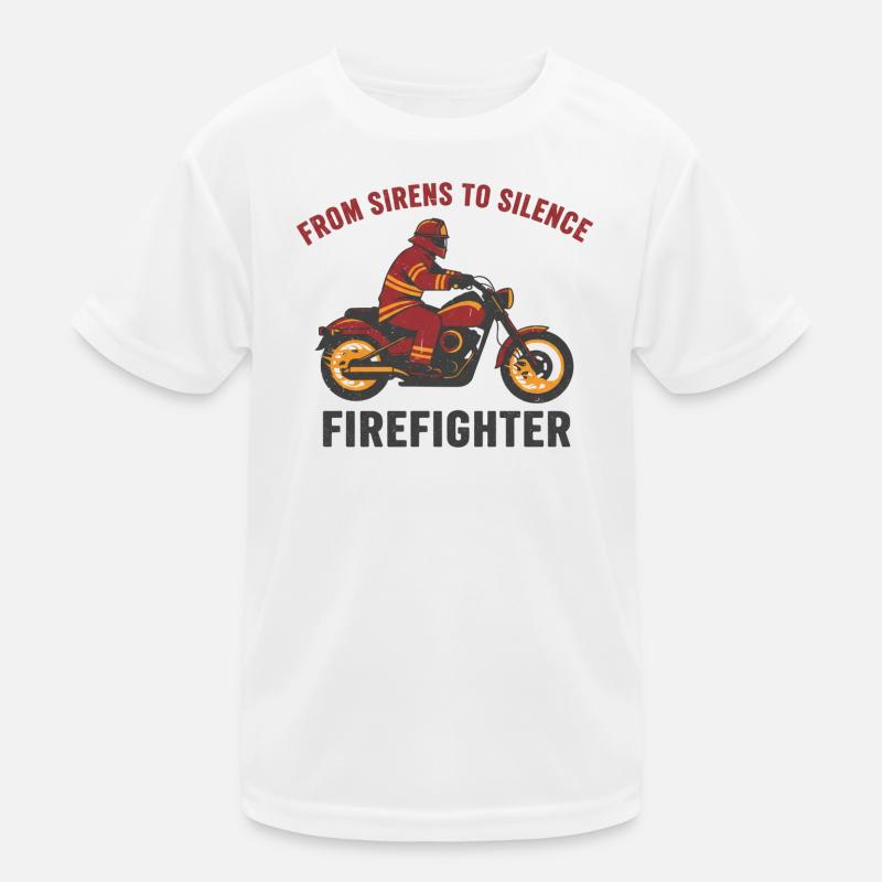 Firefighter Biker Badge Stencil Art Kids Functional T-Shirt