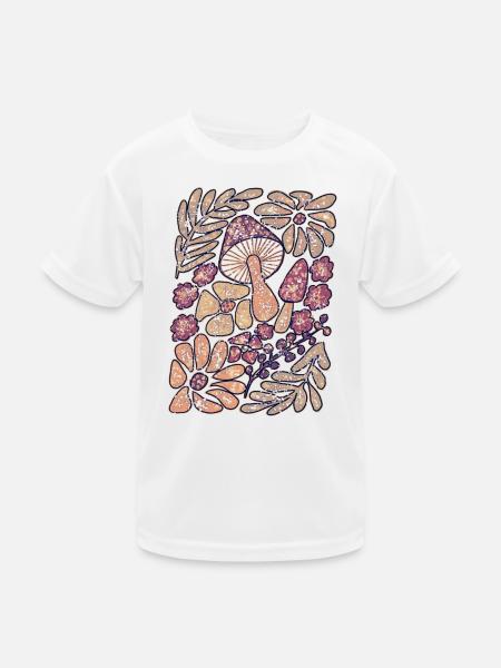 Mushroom Flora in Mystic Pink - Kids Functional T-Shirt - white